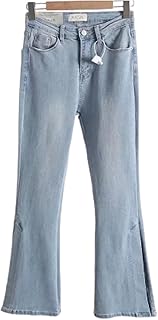 Jeans Svasati da Donna Moda a Vita Alta Sexy Split Trend semplicità Lavato Casual Pantaloni di Jeans Basic a Tutto fiammifero