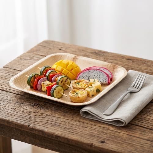Charity Leaf Disposable Bamboo 7" Square Plates (100 pieces) Bamboo Serving Platters, Disposable Boards, Eco-Friendly Dinnerware For Weddings, Catering, Events - 2