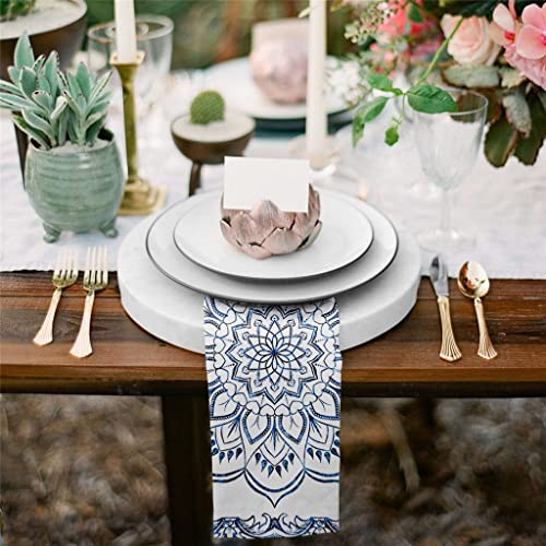 Zcmeb Mandala Pattern Retro Blue Napkins Cloth Set Wedding Party Table Cloth Soft Kitchen Dinner Napkins Christmas Napkins (Color : 8Pcs, Size : 50X50Cm) #TOP3