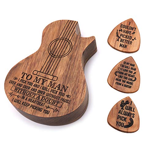 TreeLeaff Médiators en bois avec boîte en forme de guitare, médiator en forme de guitare, médiators avec médiators pour… - Les Beatles, Paul McCartney, John Lennon, RIngo Starr, George Harrison TreeLeaff Médiators en bois avec boîte en forme de guitare, médiator en forme de guitare, médiators avec médiators pour…
