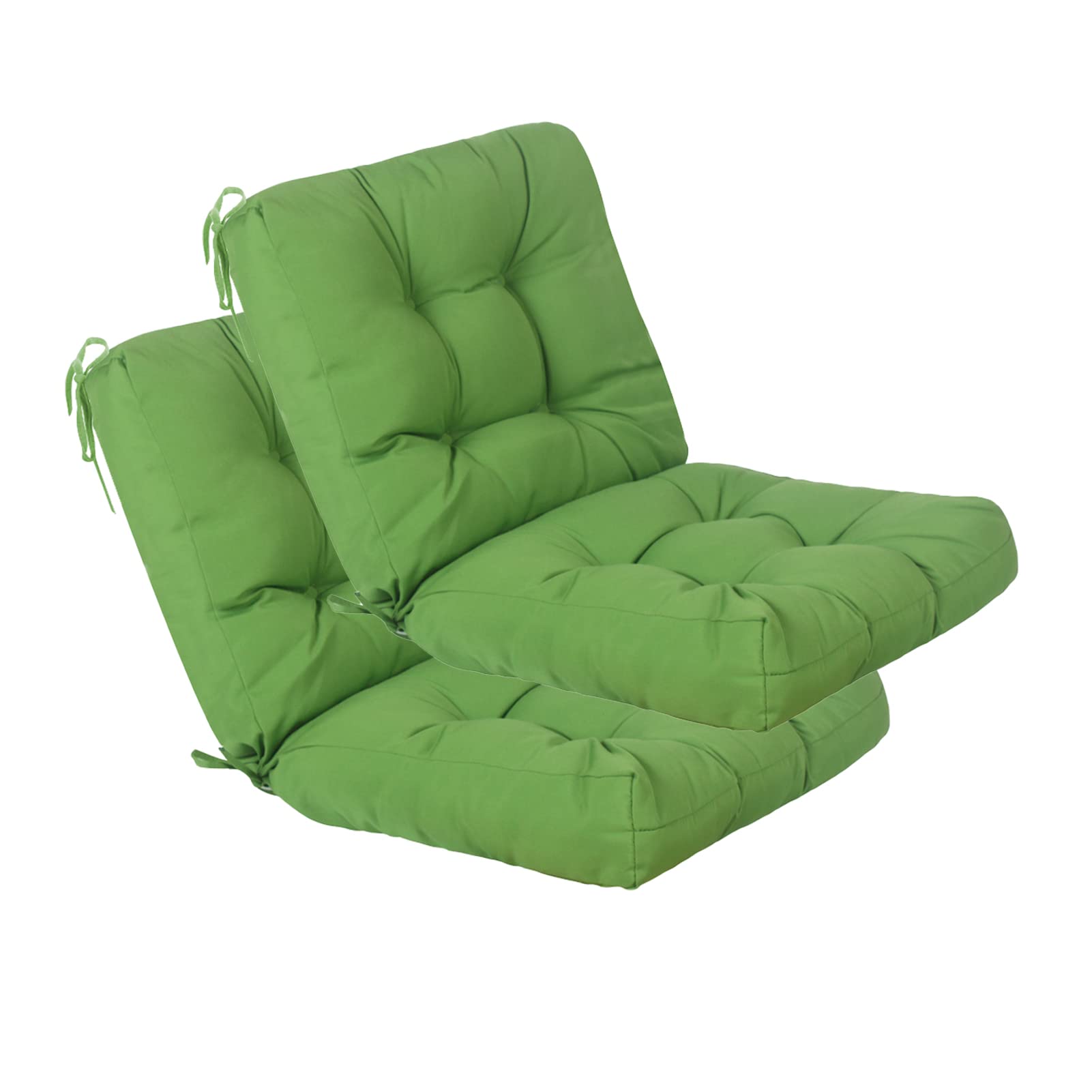 qilloway outdoor seat/back chair cushion tufted pillow, spring/summer seasonal replacement cushions - set of 2 (green)