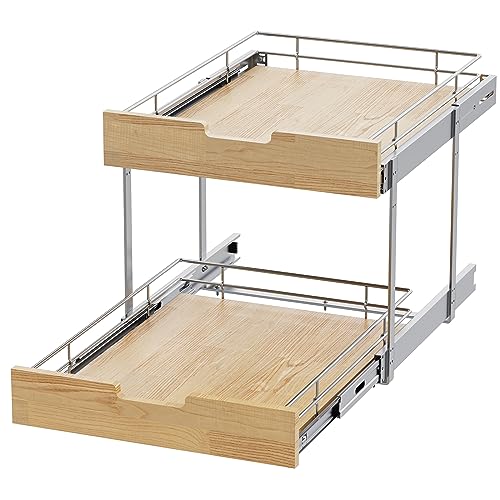 Sikarou Pull Out Cabinet Organizer,Heavy-Duty Slide Out Shelf, Wood and Wire Basket, Pull Out Drawer for for Kitchen Under Sink Space, Pantry, Bathroom, 2 Tie 26 * 21 in by Sikarou - Image 7