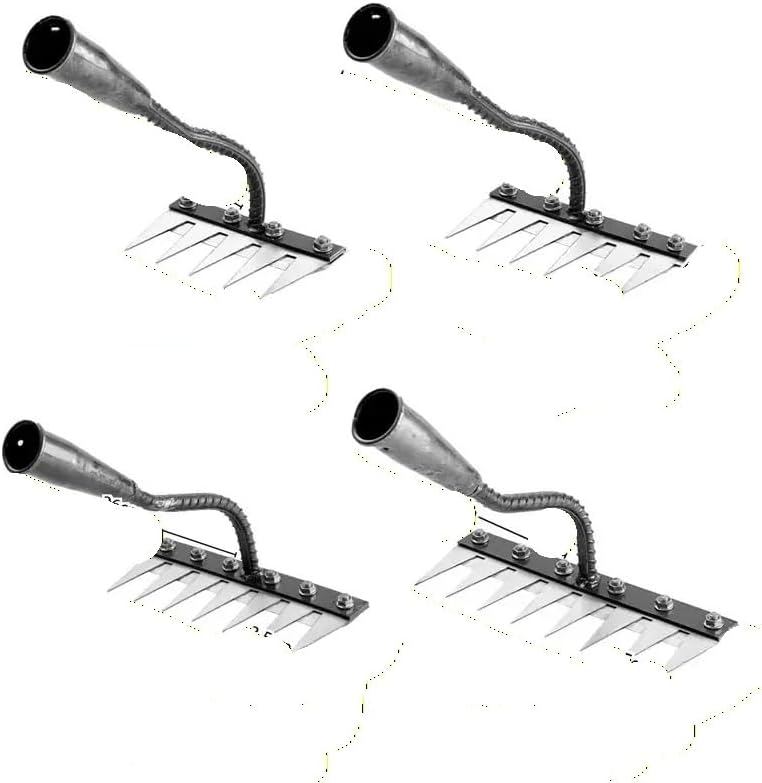 5/6/7/8 Teeth Iron Gardening Hoe Weeding Rake Farm Tool Grasping Raking Loosening Soil Nail Rake Tool Artifact Harrow Farm Tool(6 Teeth)