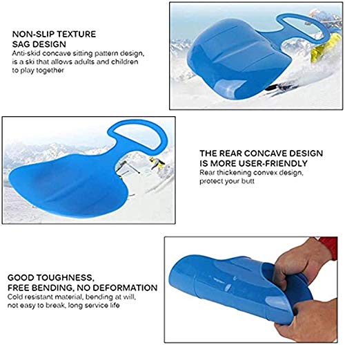 Snow Sled Board, Heavy Duty Plastic Skiing Boards Downhill Sled Snow Grass Sand Board Ski Pad Snowboard Luge for Kids Adults, Freeze-Proof & Wear-Resistant for Winter Outdoor Sports (Blue)