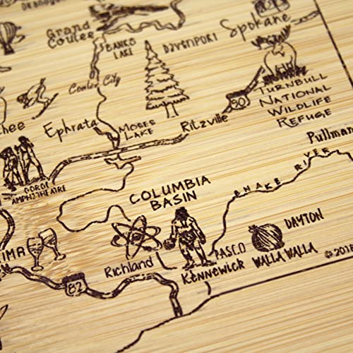 Image of Totally Bamboo A Slice of Life Washington Engraved Map Cutting Board