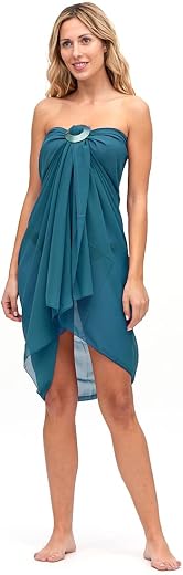 SUN-ROSE FASHIONS Solid Colors heavy Georgette transparent sexy beach sarong body wrap stole with Pareo tie Buckle | Beach...