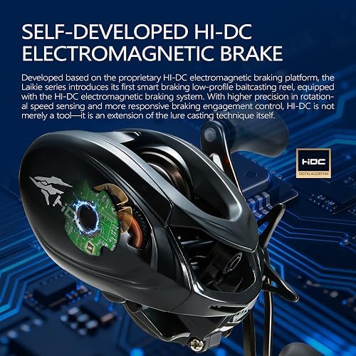 Soloking Larkie DC BFS Baitcaster, mulinello da pesca con controllo digitale, 7.1:1 10+1BB, sistema di frenatura elettromagnetica HI-DC, acqua dolce e salata