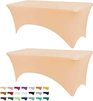 Vista 46 de Funda de mesa ajustada de 4 pies, manteles de elastano negros, manteles elásticos lavables y resistentes a las arrugas para eventos, bodas