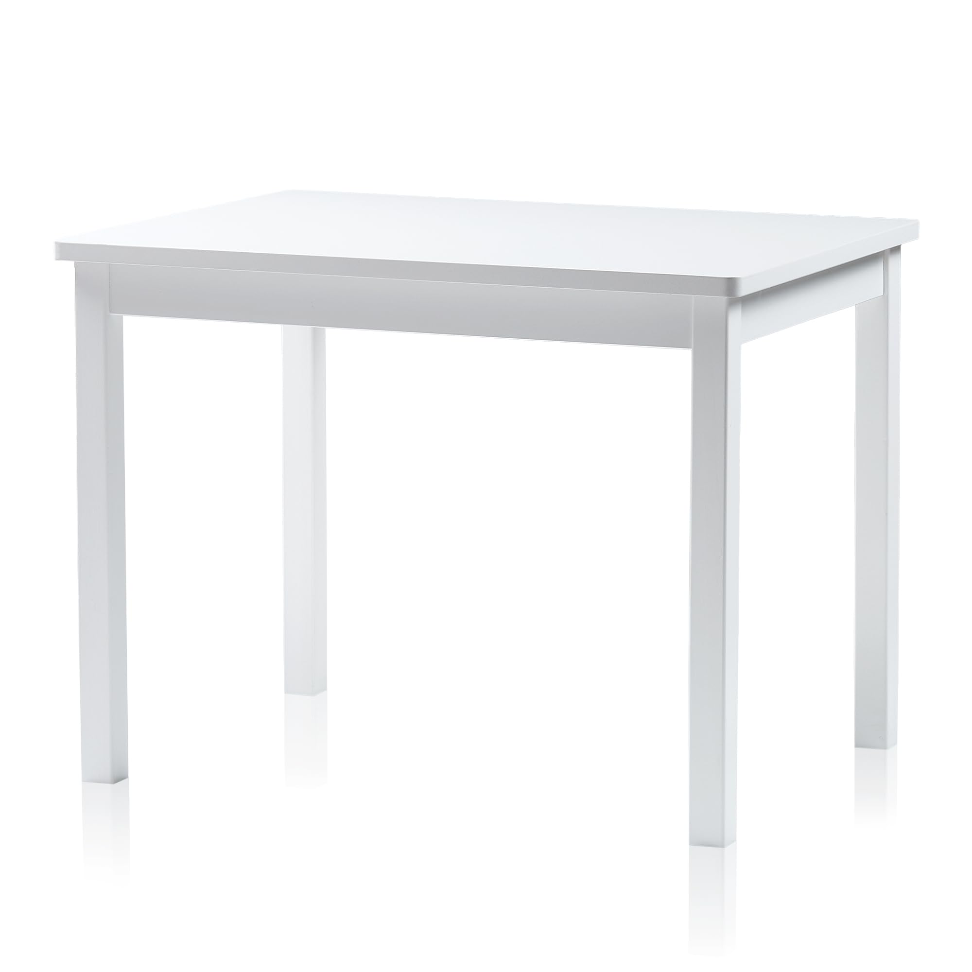 KHG Kindertisch Massivholz lackiert weiß Landhaus für Kinderzimmer, 4-Fußgestell, Pflegeleichte Oberfläche, robust, kindgerechte Höhe 66 x 51 x 50 cm