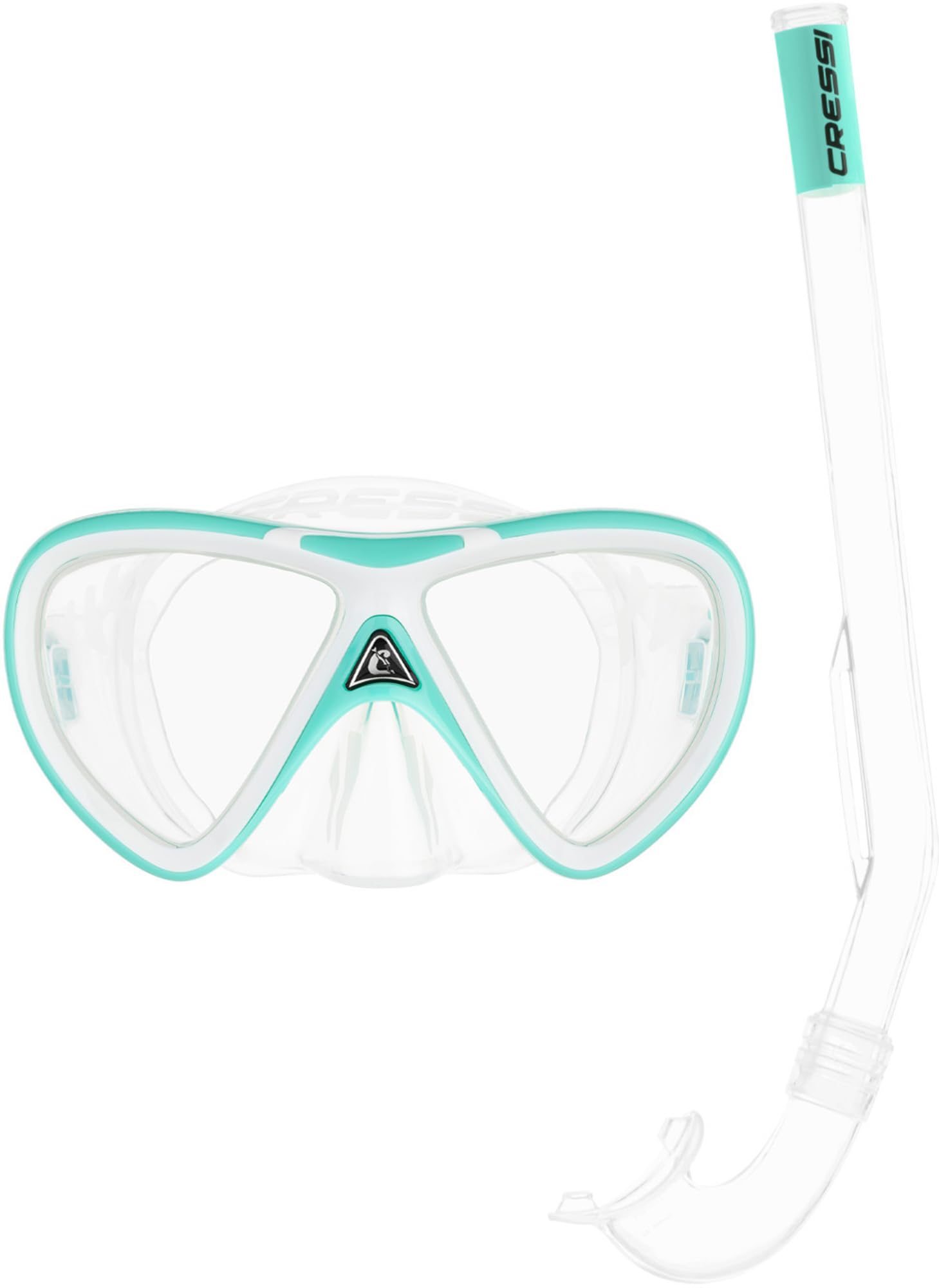CRESSI Mini Peg & Mini Island Aqua Green/White - Kids Snorkeling Combo Set 2/5 Years Mini Peg Mask and Mini Island Snorkel, Aqua Green/White, One Size