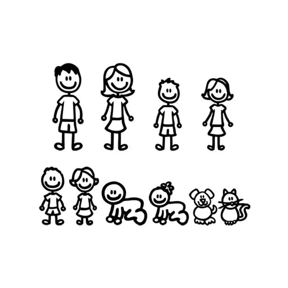 Car Stickers Family Covering The Body of Fashion Styling Decals Creativity Personality PVC 20cm*15cm(Black)