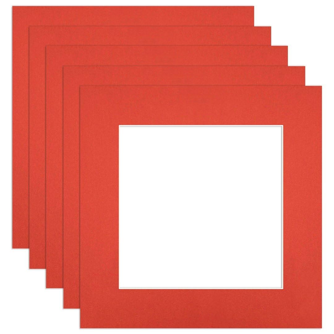 Procut Global 60x60cm Poppy Red Picture Mounts to Fit 40x40cm Aperture - Precision Cut Cardboard Photo Mount - Ideal for Frames, Prints, Artwork & Certificates - Sizes & Colours Available - 5 Pack