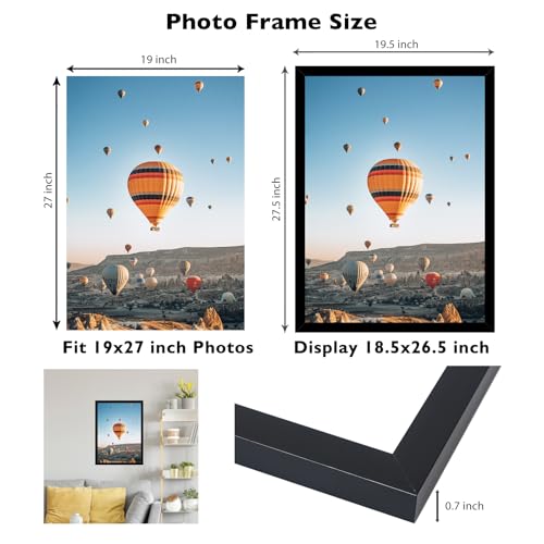 Image of JCJMY 19x27 Picture Frame Black for Puzzles Poster Photo Picture, Horizontal and Vertical Formats for Wall Hanging, 19 x 27 Wall Gallery Poster Photo Frame for 19 by 27 Photos Posters,Black