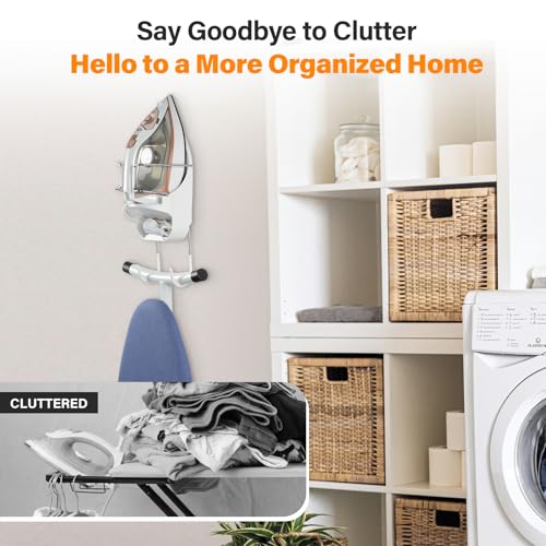 Alpinista Ironing Board Hanger Wall Mount Ironing Board Holder Wall Mount for Laundry Rooms Storage Organizer, White