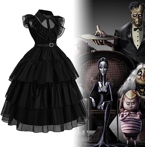 Wednesday Addams Dress Costume for Girls Princess Kids Addams Skirt Black Dress Halloween Cosplay 4 51QiCIjfLLL. AC