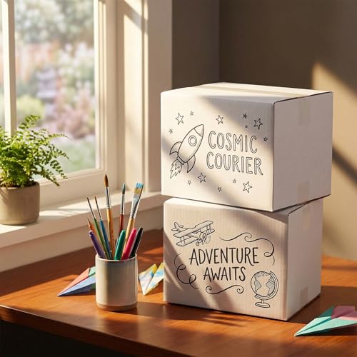 Image of HORLIMER 8x6x6 Shipping Boxes Set of 40, White Corrugated Cardboard Mailer Box for Packing Small Business