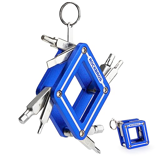 ROCKBROS Fahrrad 8 in 1 Reparatur-Werkzeug-Set, Multifunktionswerkzeug Unterwegs Faltbares Reparaturset Fahrradzubehör für Rennrad Mountainbike