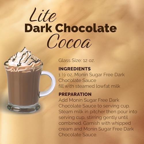 Monin - Sugar Free Dark Chocolate Sauce, Velvety and Rich, Great for Desserts, Coffee, and Snacks, Gluten-Free (12 Ounce)