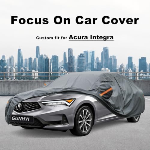 Image of GUNHYI Premium Car Cover Custom Fit Acura Integra(2022-2026), 16 Layers Heavy Duty Car Cover Waterproof All Weather with Zipper Door for Sun Rain Snow Dust Uv Protection