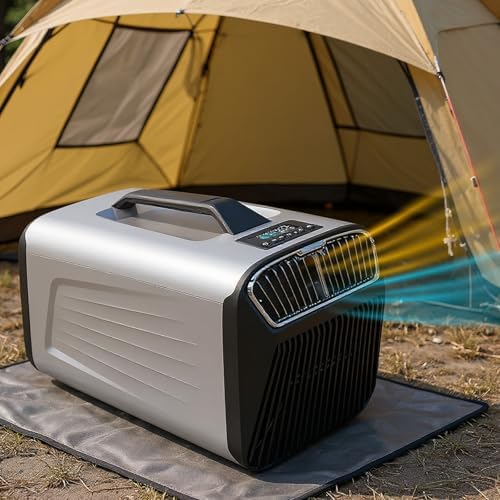 5400/5600 BTU Portable Air Conditioner - 4-in-1 AC Unit for 10㎡, Cooling, Dehumidifying, Fan, Low Power, Ideal for Camping, RVs, Small Homes - Silver
