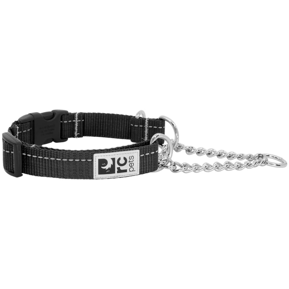 RC Pet Products 3/4" Primary Collection Martingale Dog Training Clip Collar, Small, Black