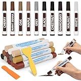 22 Colors Wood Filler Sticks, Windspeed 10 Color Furniture Repair Wax Sticks 10 Color Wood Touch-Up Markers Putty Stick for Furniture Scratches, Holes in Baseboards Tables with 2 Scrapers