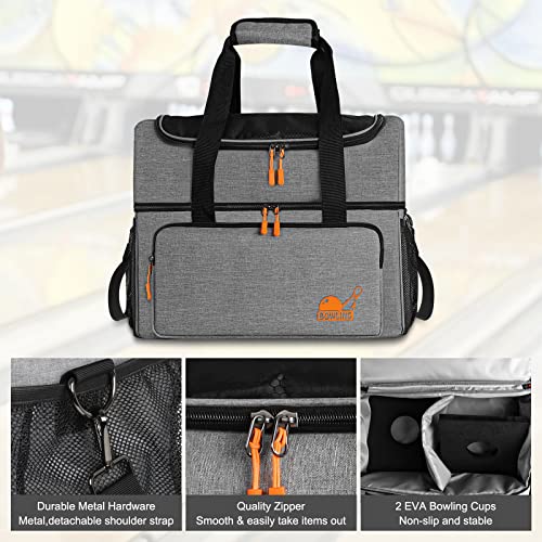 Beeyeo Bowling Ball Bag Bowling Tote For 2 Balls With Padded Ball Holder -Top Compartment Fits A Single Pair Of Bowling Shoes Up To Men Size 16 #TOP6