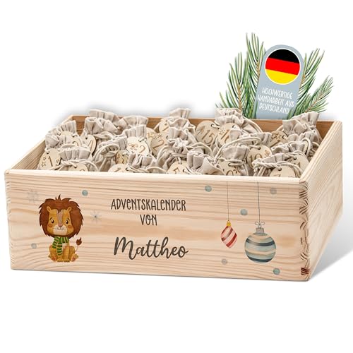 Lilleta ® Personalisierte Adventskiste - Adventskalender 2024 aus Holz mit...