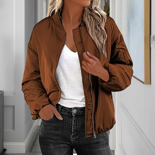 Womens Down Jackets Outfit for Women Long Sleeve Cropped Basic Winter Fall Coats 2025 Y2K2