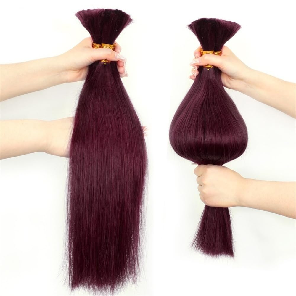 Splatanie włosów Farbowane wstępnie 99J# brazylijskie włosy ludzkie proste bez osnowy Remy Bulk Hair Extension do zaplatania Kobieta(28 Inch)