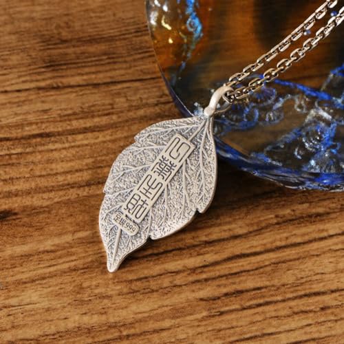 Collier de feuille ISCBAFYX 999 Rétro avec pendentif coin finement ciselé - 4