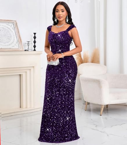 Women Sexy Sequin Off Shoulder Bodycon Evening Maxi Dress3