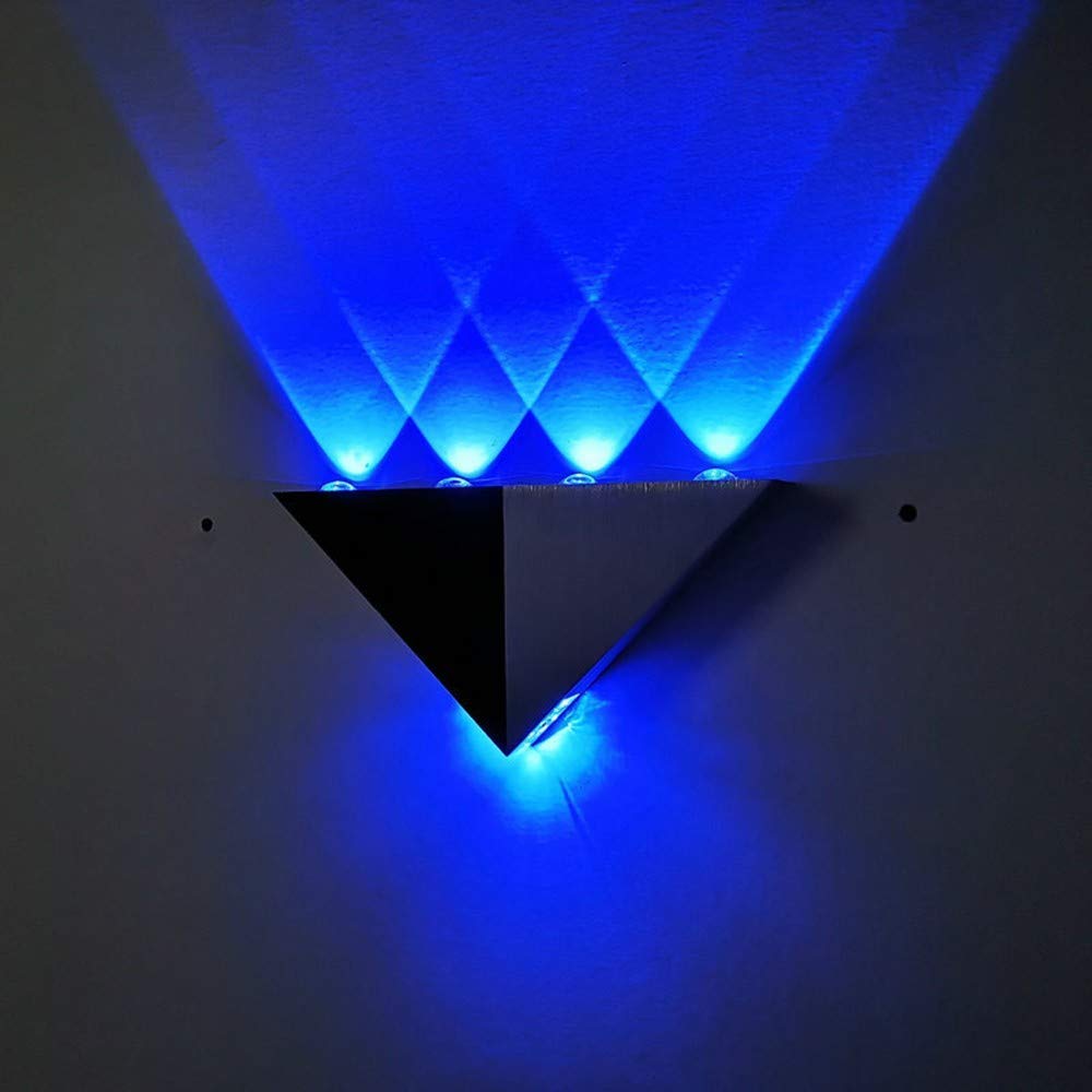 YUANZ Up and Down Wall Lamp,5W Indoor Modern Wall Wash Lights Modern Triangle Shape Neon LED Lamps for Bedroom Living Room Bar Hallway Porch (Blue)