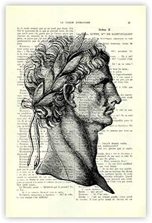 Roman emperor Claudius portrait artwork, empire wall art print dictionary paper