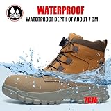 COOU Steel Toe Cap Boots Mens Womens Waterproof Work Boots Anti Slip Lightweight Ankle Support Quick Lace Safety Boot Yellow 9UK - Image 2