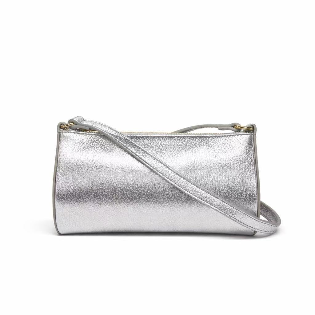 Generico Pochette Donna in Vera Pelle Made in Italy, Borsa Piccola Elegante con Zip e Tracolla Rimovibile, Pochette Donna da Sera o Cerimonia, 23 x 13 x 5,5 cm
