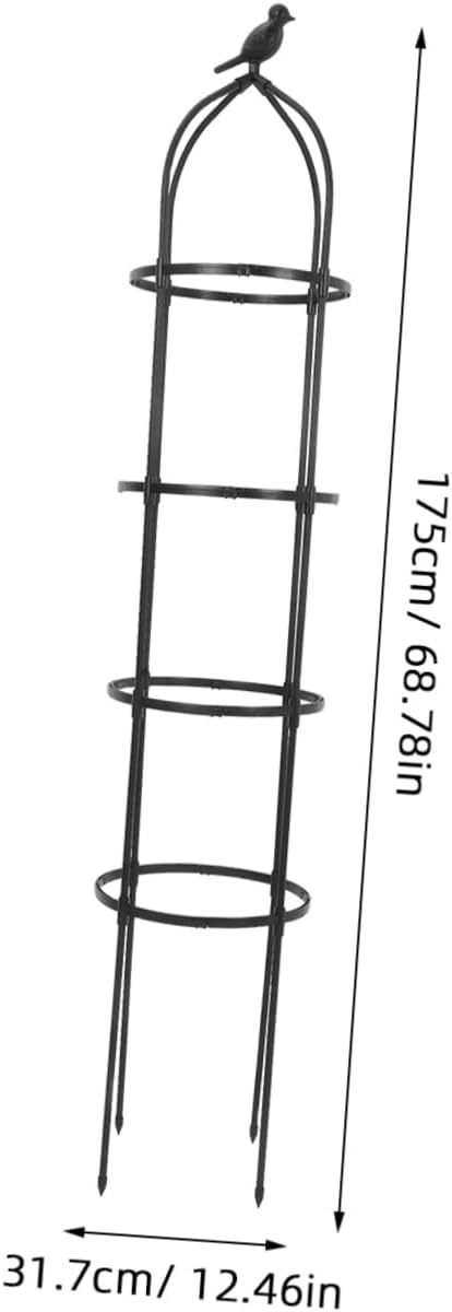 Kisangel 1 Set Garden Obelisk Trellis: Metal Climbing Plant Support 5.78ft/175cm Height 12.46" Diameter for Roses and Cucumbers Easy to Install - Potted Plant Support Bird Style
