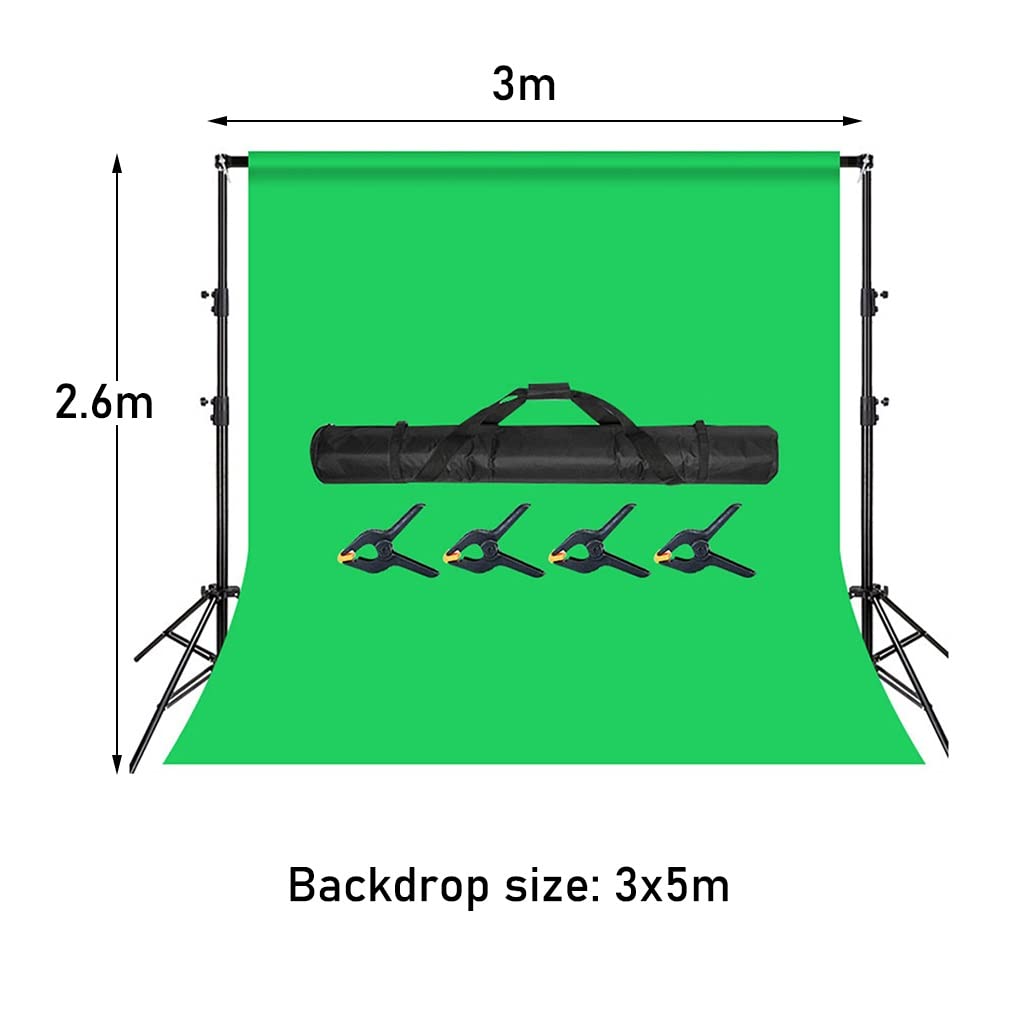 Chroma Key Green Screen Background With Aluminum Stand | Przenośne tło fotograficzne | Łatwe w instalacji (kolor: zielony, rozmiar: 3 x 5 m)