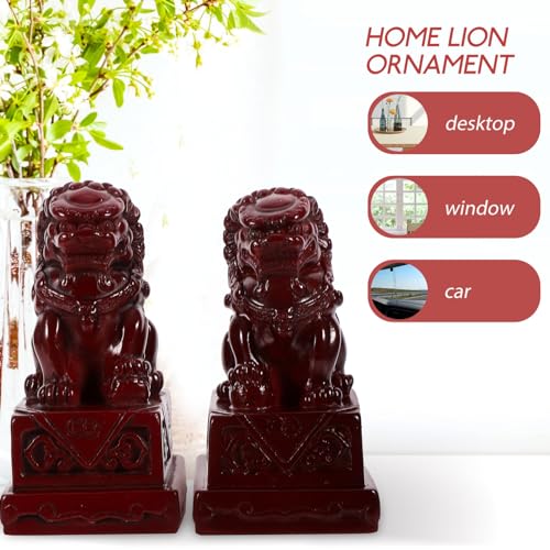 Operitacx Redwood Lion Ornaments Decorative Lion Statue for Home Office Tabletop Adorns for Living - Image 4