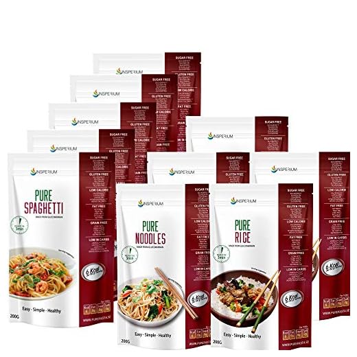 PurePasta Konjac Spaghetti - Noodles- Riso Senza Glutine 10-pack 200 grammi | Pasta Gluten Free Di Glucomannano | Di Farina Senza Glutine | Ideali Per Celiaci, Diabetici E Per Dimagrire | Cibo Vegano