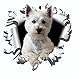 carstyling XXL Aufkleber Einschussloch 90 mm Motiv Hund Westi ~ schneller Versand innerhalb 24 Stunden ~