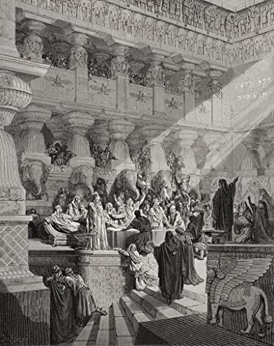 Peinture Gustave Dore Daniel et l'écriture sur le mur pour un salon raffiné
