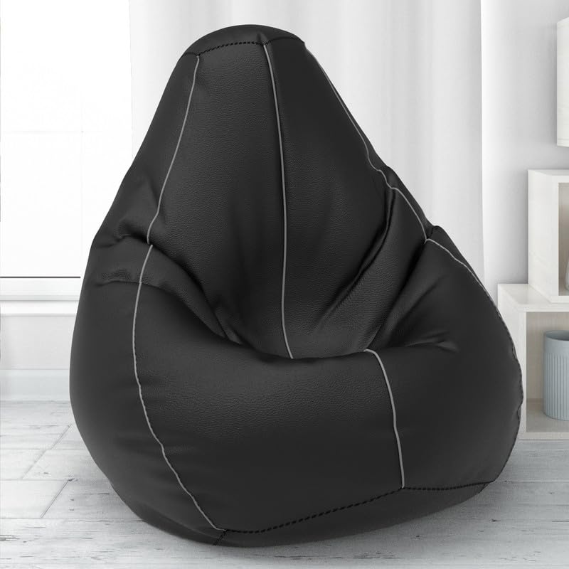 Biggie Bean Bag Cover 6XL- Official: Bailey & Bakers Bean Bags - Max User Height : 6-6.5 Ft. - Weight : 99-110 Kgs(Model: Black Light Grey)-image-0