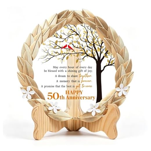 50th Anniversary Wedding Unique Gifts Ideas Crystal Plate with Gold Leaf Wreath - 50th Anniversary Wedding Gifts for Parents Couple - Cardinal Style
