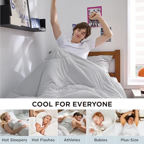 Image of Bedsure Cooling Comforter Twin XL - Cooling Blankets for Hot Sleepers, Lightweight Comforter for Summer with Dual-Sided Cool Tech, Soft Breathable Cold Blanket for Sleeping, Grey, 68x92 Inches