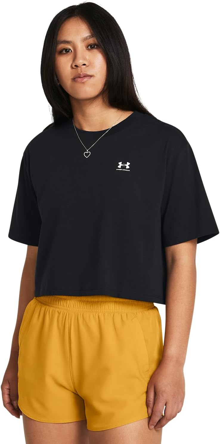 Under Armour Womens Boxy Crop Logo Short Sleeve T Shirt