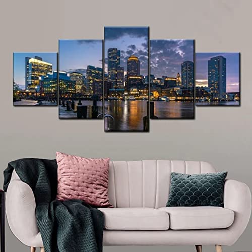 Tableau sur toile 5 panneaux grand format décor mural