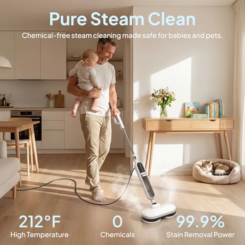 Image of Livatro Scrubbing Steam Mop for Floor Cleaning with Rotating Pads Steamer