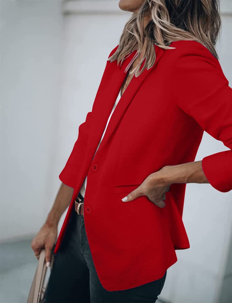 Minetom Blazer Donna Maniche Lunghe Tinta Unita Cappotto Elegante Ufficio Business Blazer Gilet Tailleur Giacca con Bottoni