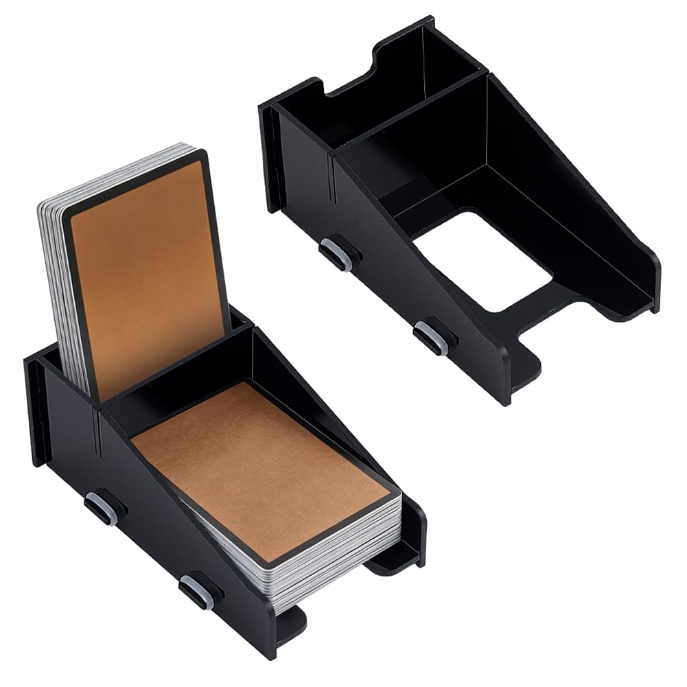 NBEADS 2 Pcs Draw and Discard Card Game Holder, Acrylic Card Storage Box for Standard Sized Cards and Sleeves Card Dispenser Deck Organizer for Playing Cards, 131x67x52.5mm